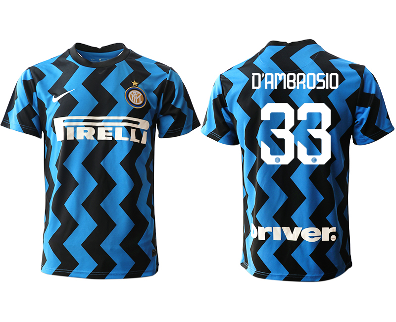 Men 2020-2021 club Inter Milan home aaa versio #33 blue Soccer Jerseys